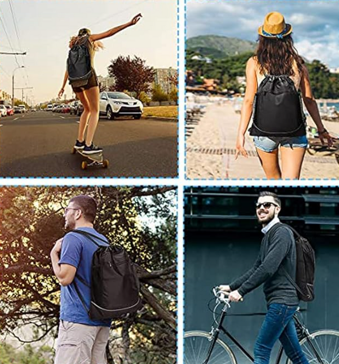 ULMLL Mochila de Malla con Cordon para Gimnasio, Morral Deportivo Bolsillos a Prueba de Agua Mochila de Baloncesto Compartimento Exterior, Adecuada para Deportes, Playa, Natación, Viajes