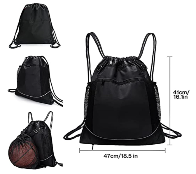 ULMLL Mochila de Malla con Cordon para Gimnasio, Morral Deportivo Bolsillos a Prueba de Agua Mochila de Baloncesto Compartimento Exterior, Adecuada para Deportes, Playa, Natación, Viajes