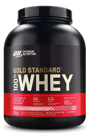 Suplemento Optimum Nutrition Proteína Gold 100% Whey sabor a strawberry de 2.27kg - polvo
