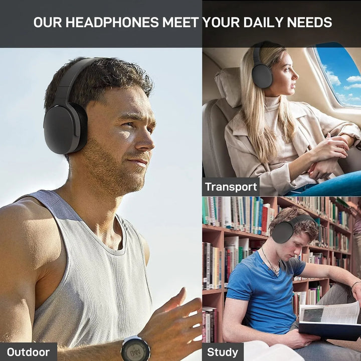 #P2961 Audífonos inalámbricos Bluetooth 5.3 sobre la oreja HIFI estéreo, ideales para deportes, con reproducción de música TF/AUX y micrófono HD.
